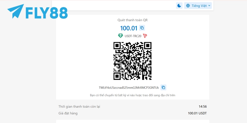 Cách Nạp Tiền FLY88 Siêu Tốc Với 3 Kênh Thanh Toán Online 18 Quét mã ví được hiển thị tại FLY88